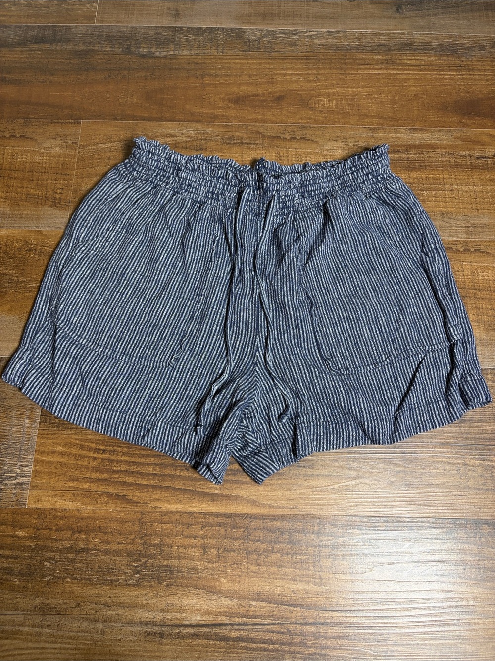 Time and Tru Navy and White Striped High Waist Shorts